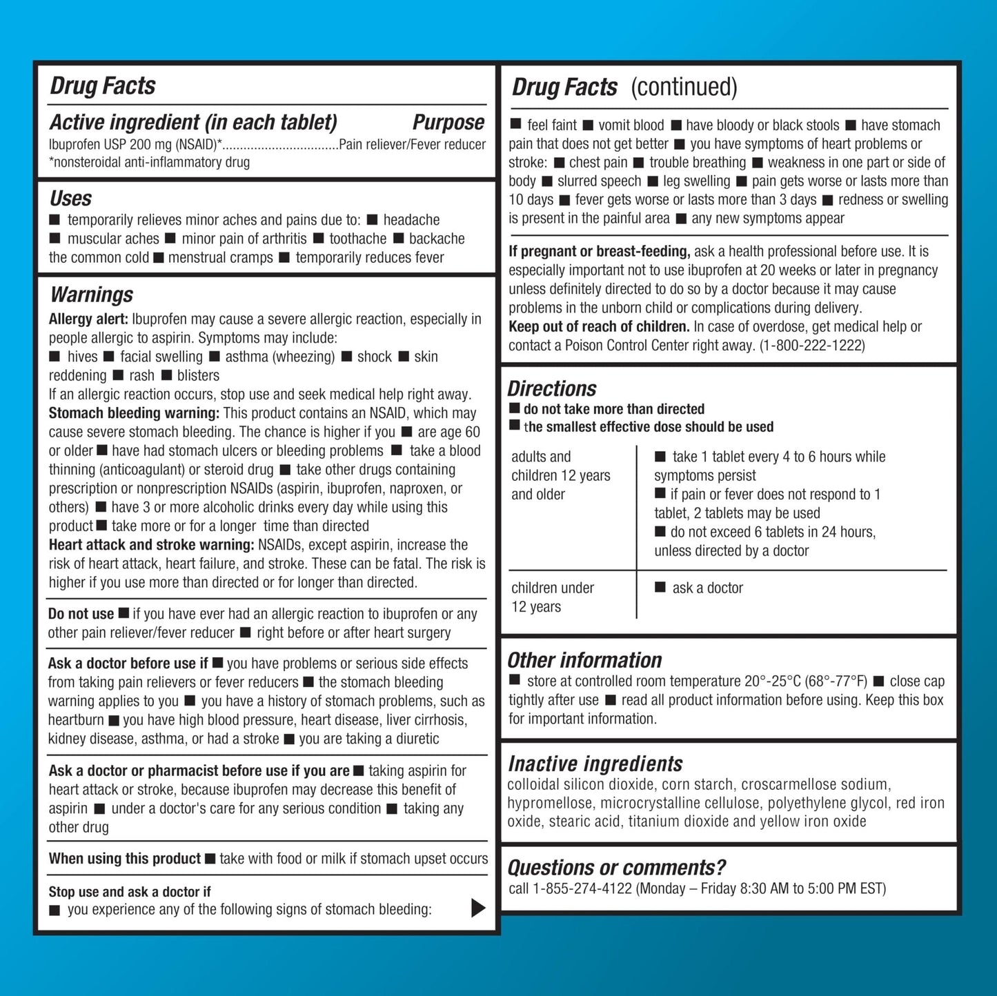 Basic Care Ibuprofen Tablets, 500 Count - Maple Wellness Supplements