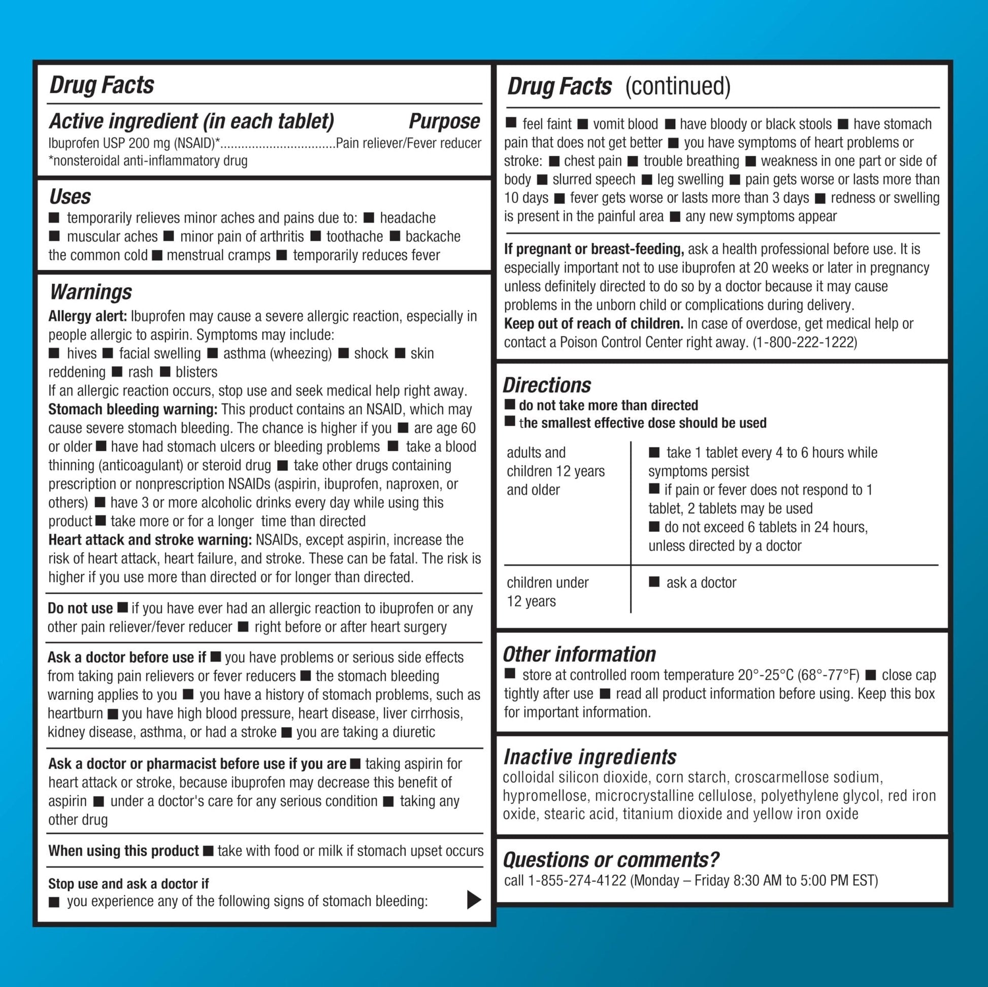Basic Care Ibuprofen Tablets, 500 Count - Maple Wellness Supplements