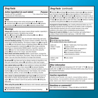 Basic Care Ibuprofen Tablets, 500 Count - Maple Wellness Supplements