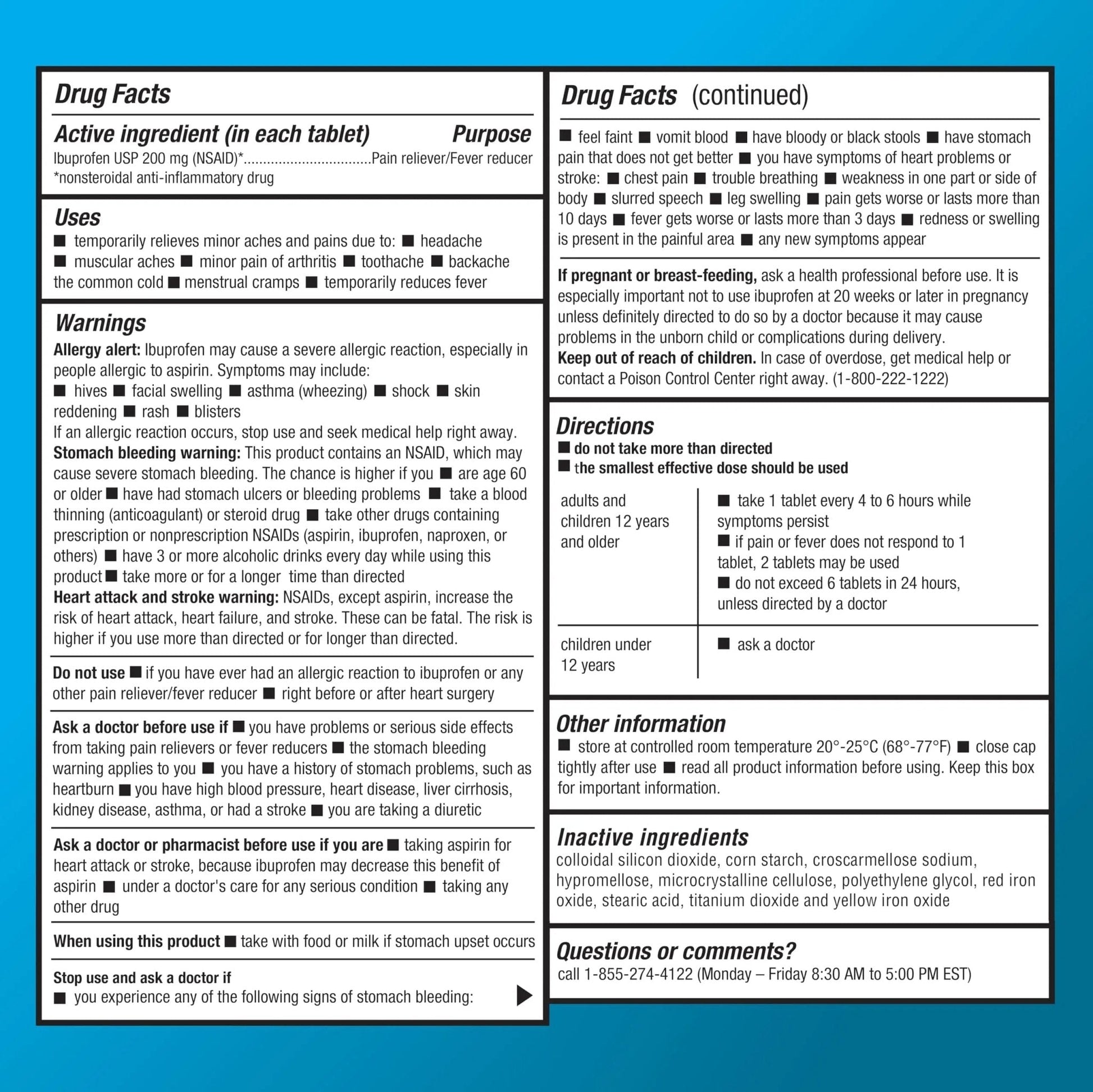 Basic Care Ibuprofen Tablets, 500 Count - Maple Wellness Supplements