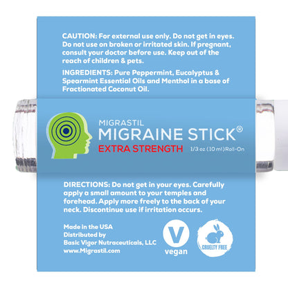 Basic Vigor Migrastil Extra Strength Migraine Stick & MigraFreeze Hat Bundle - Maple Wellness Supplements