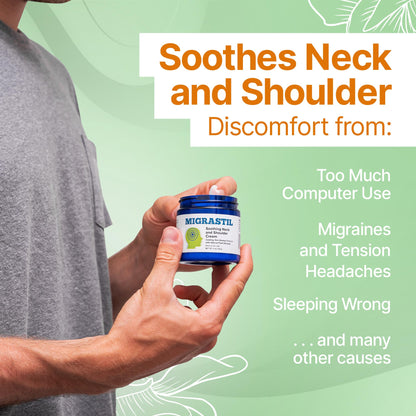Basic Vigor Migrastil Neck & Shoulder Cream. Cooling Comfort for Migraines, Tech Neck & Tension. (4 oz.) Made in The USA. - Maple Wellness Supplements