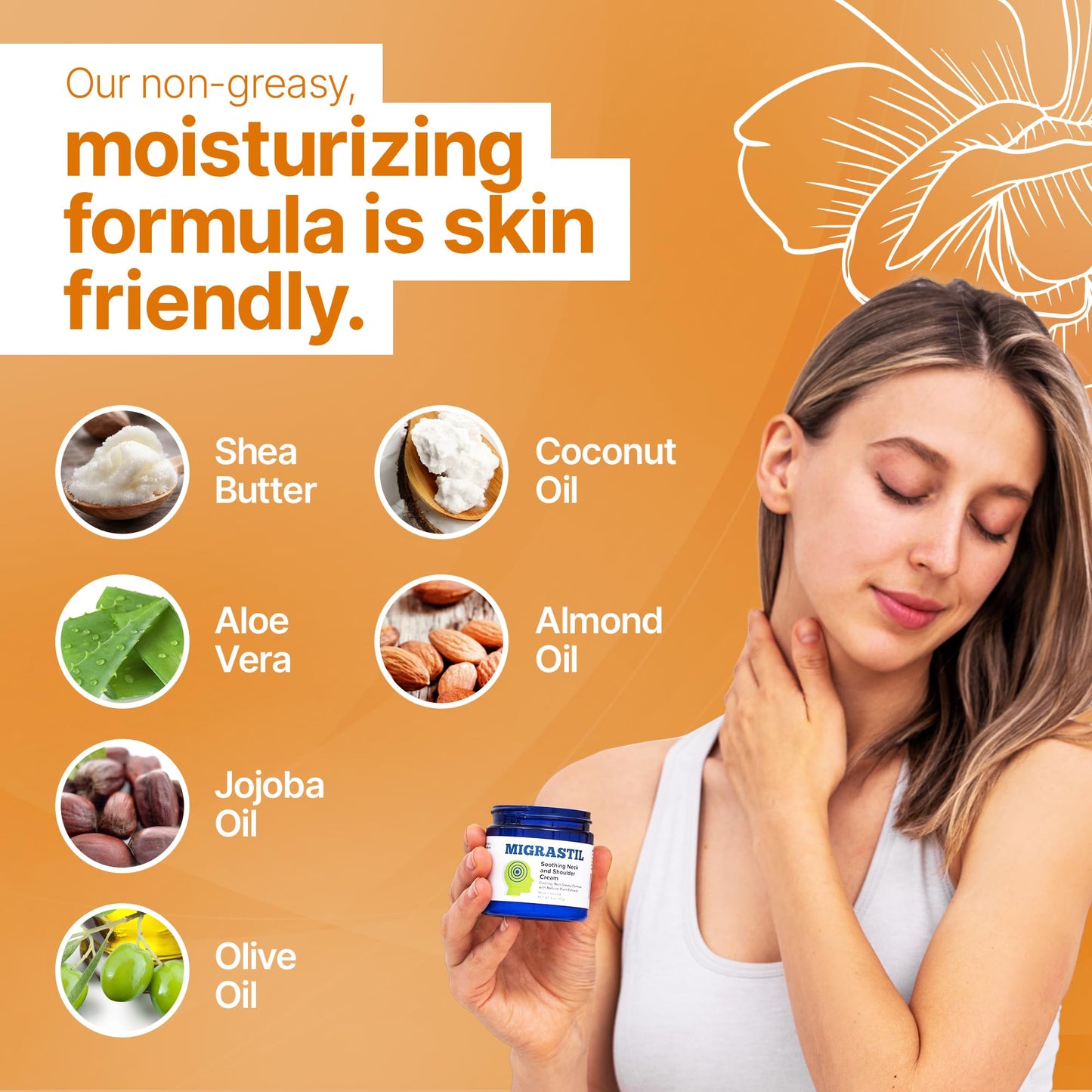 Basic Vigor Migrastil Neck & Shoulder Cream. Cooling Comfort for Migraines, Tech Neck & Tension. (4 oz.) Made in The USA. - Maple Wellness Supplements