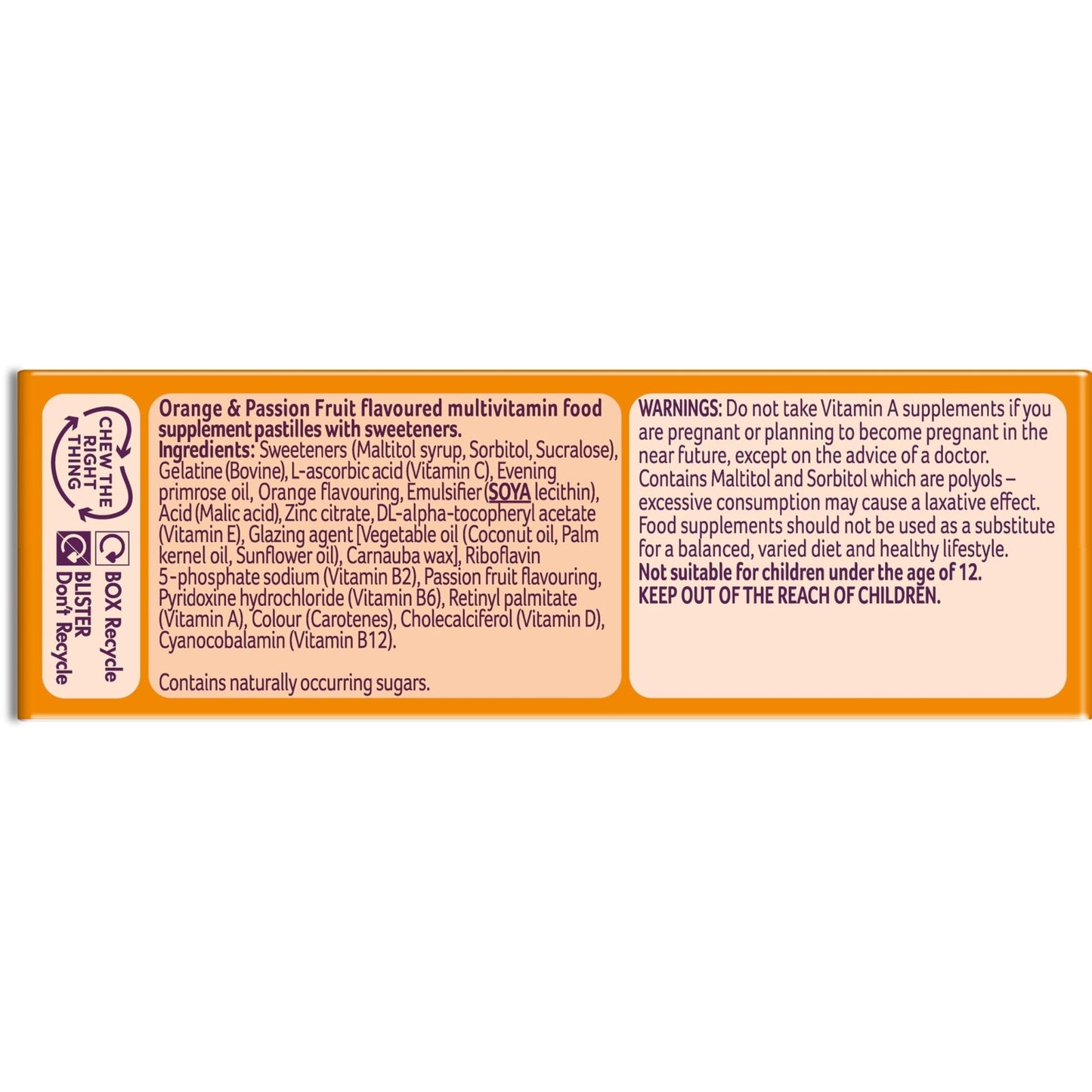 Bassetts Vitamins 12-18 EPO Orange & Passion Fruit 30's, 94.2 g, Orange and passionfruit - Maple Wellness Supplements
