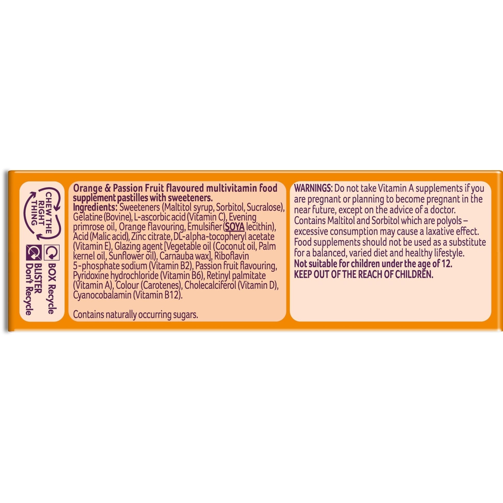 Bassetts Vitamins 12-18 EPO Orange & Passion Fruit 30's, 94.2 g, Orange and passionfruit - Maple Wellness Supplements