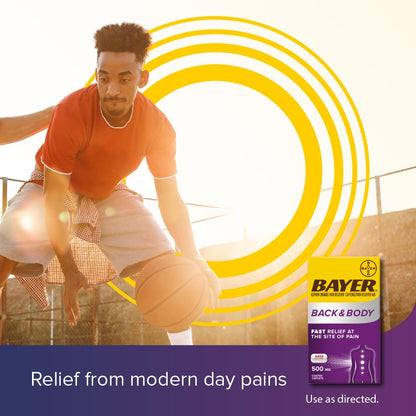 Bayer Back & Body 500mg Aspirin Plus Caffeine for Powerful Pain Relief, 200 Coated Caplets - Maple Wellness Supplements