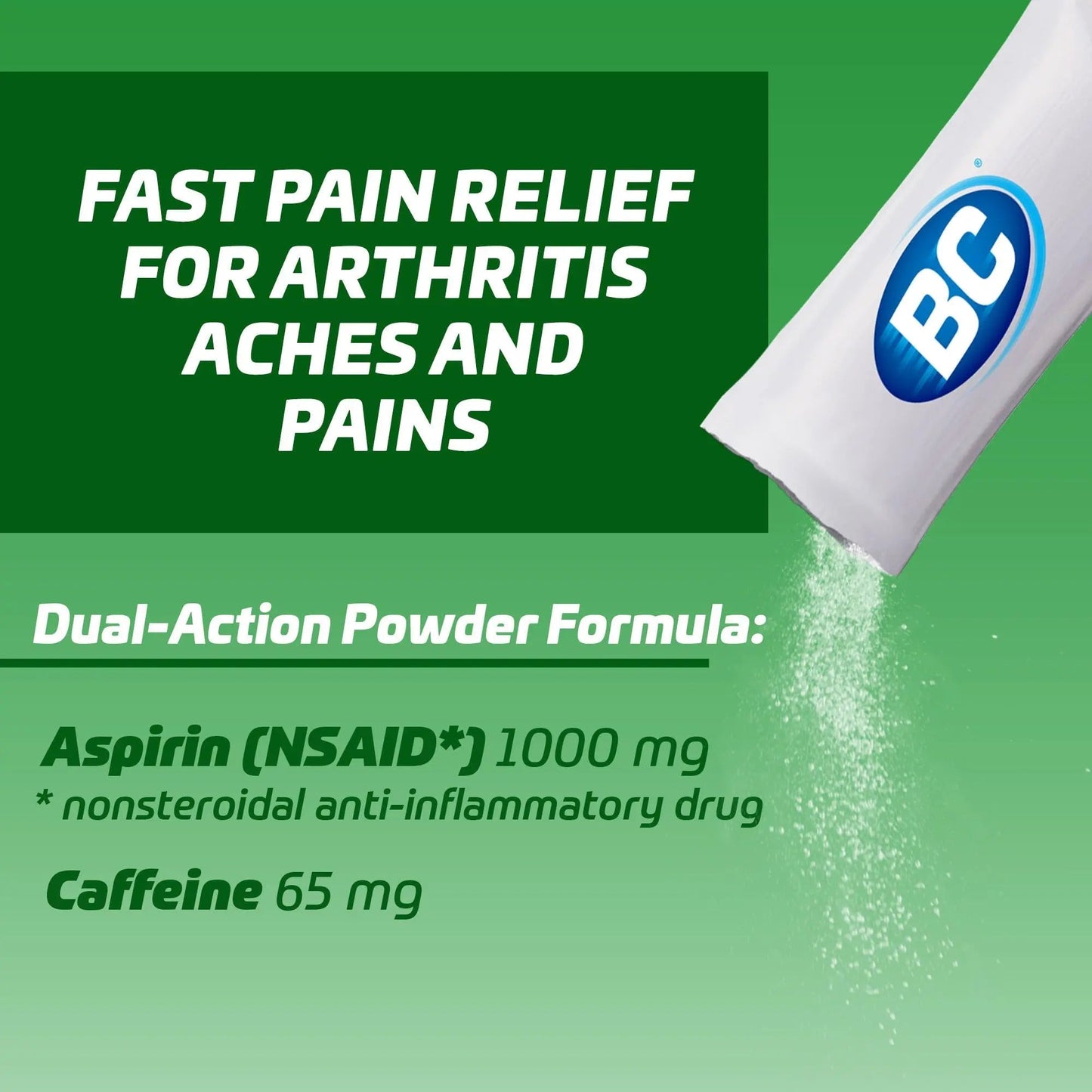 BC Powder | Fast Pain Relief | Arthritis | Aspirin (NSAID) & Caffeine | 50 Count and BC Powder | Fast Pain Relief | Aspirin (NSAID) & Caffeine | 50 Count - Maple Wellness Supplements