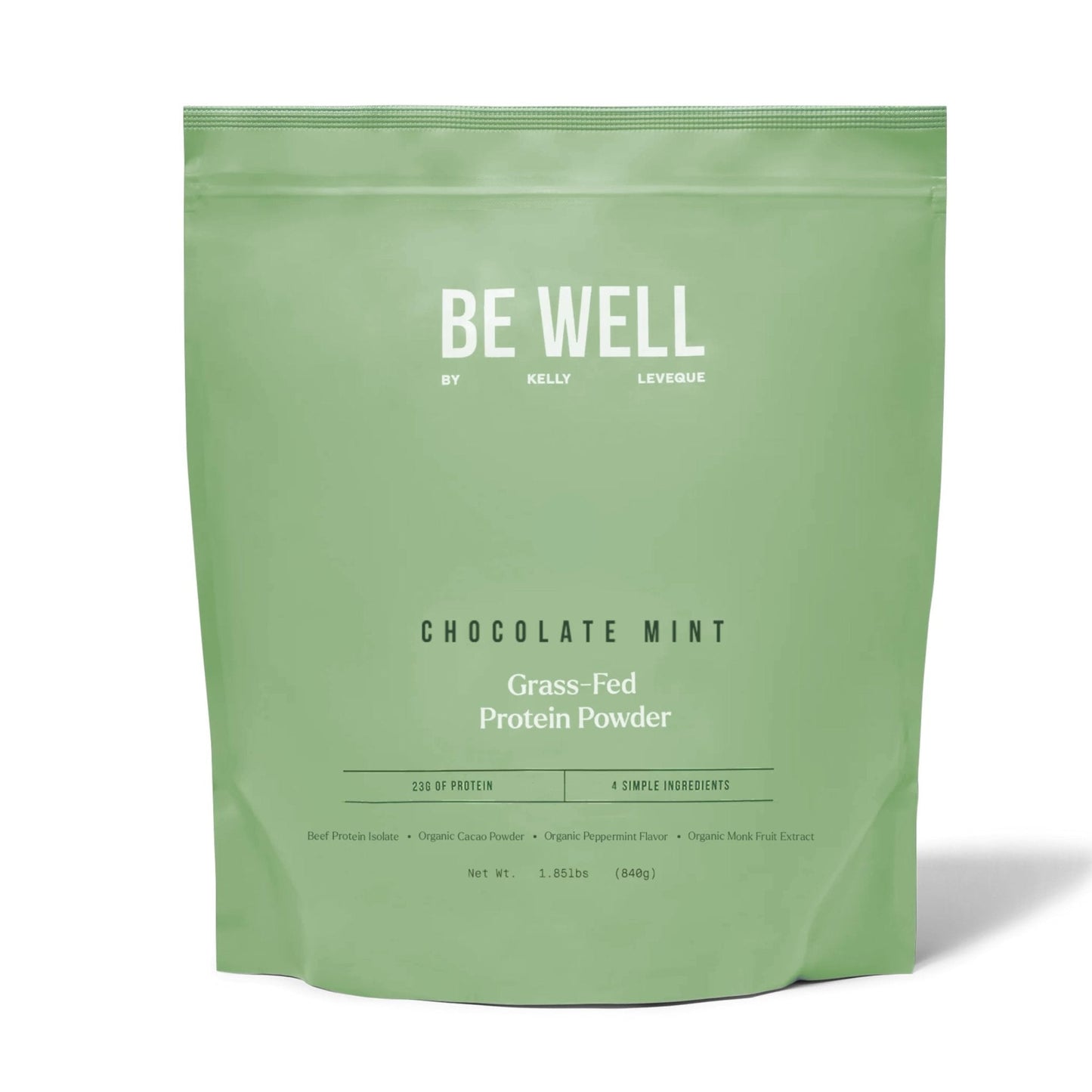 Be Well by Kelly Mint Chocolate Grass-Fed Beef Protein Powder, 23G of Protein & 1G of Carbs (4 Ingredients, 30 Servings) 9 Amino Acids + 3 BCAAs No Soy, - Maple Wellness Supplements