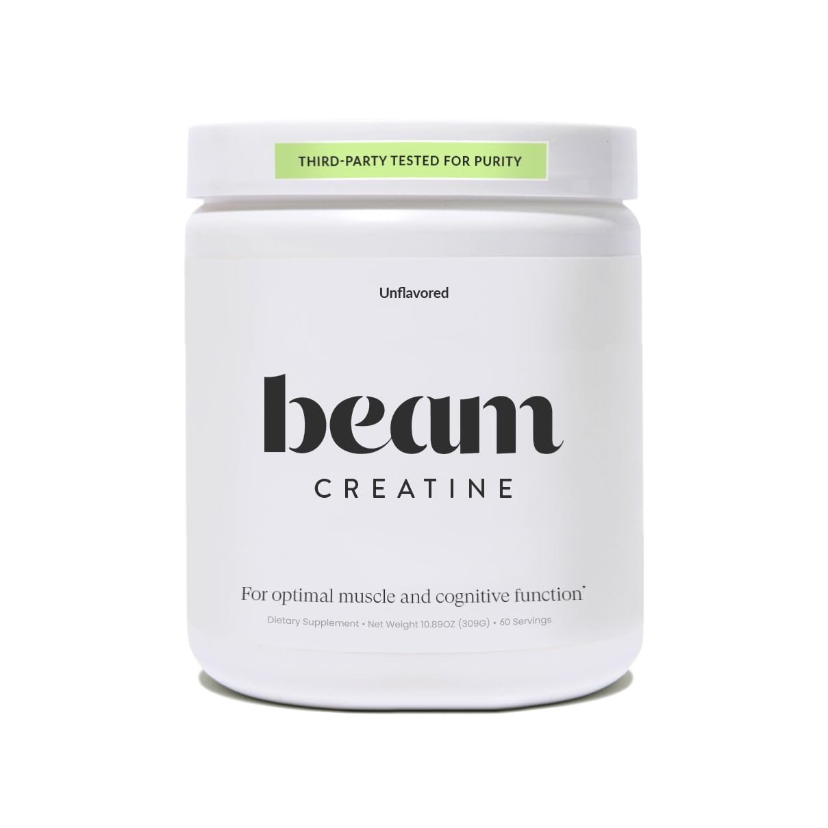 Beam Creatine Monohydrate Powder – 5g Micronized Creatine Monohydrate, Third Party Tested Creatine for Women & Men, Muscle Strength, Growth, Recovery & Cognitive Support, Unflavored, 60 Servings - Maple Wellness Supplements