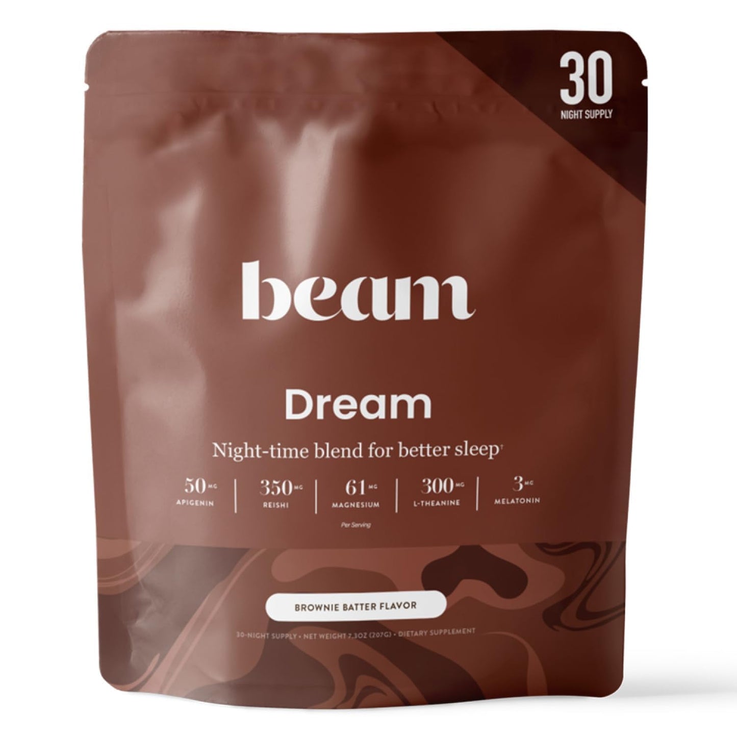 Beam Dream Sleep Powder – Sleep Aid for Adults with Melatonin, Magnesium, L-Theanine, Reishi Mushroom & Apigenin Sleep Supplement, Sleepy Cocoa Bedtime - Maple Wellness Supplements