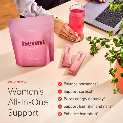 Beam Glow Hormone Balance Supplement for Women – Cortisol Supplement for Women, PMS Relief Supplement, Perimenopause & PCOS Support, Womens Vitamins, Thyroid Support with Ashwagandha & Selenium - Maple Wellness Supplements