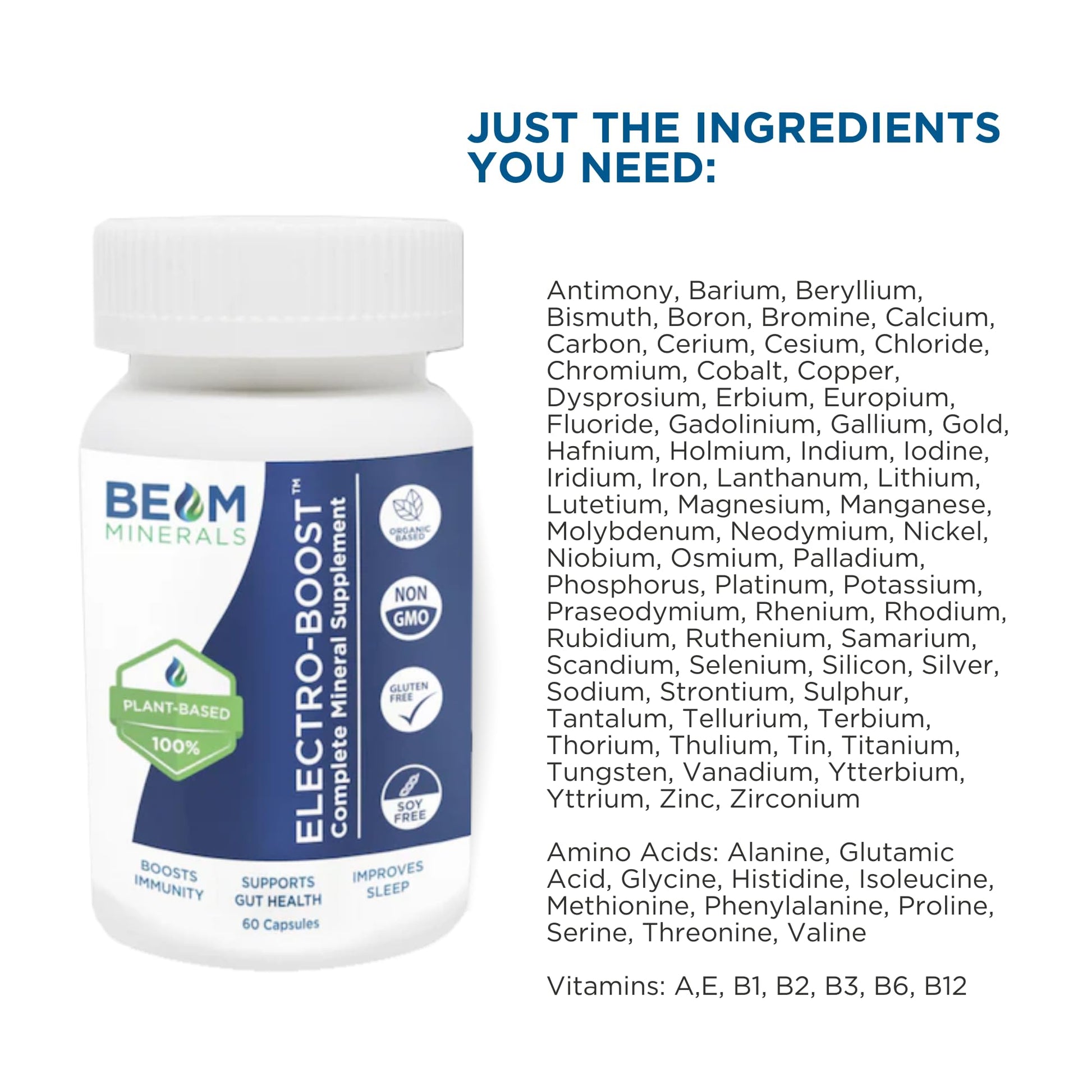 Beam Minerals Complete Multi-Mineral Capsules | Electro-Boost Plant-Based Electrolytes and Micronutrients for Men and Women | Help to Boost Immunity, Support Gut Health - Maple Wellness Supplements