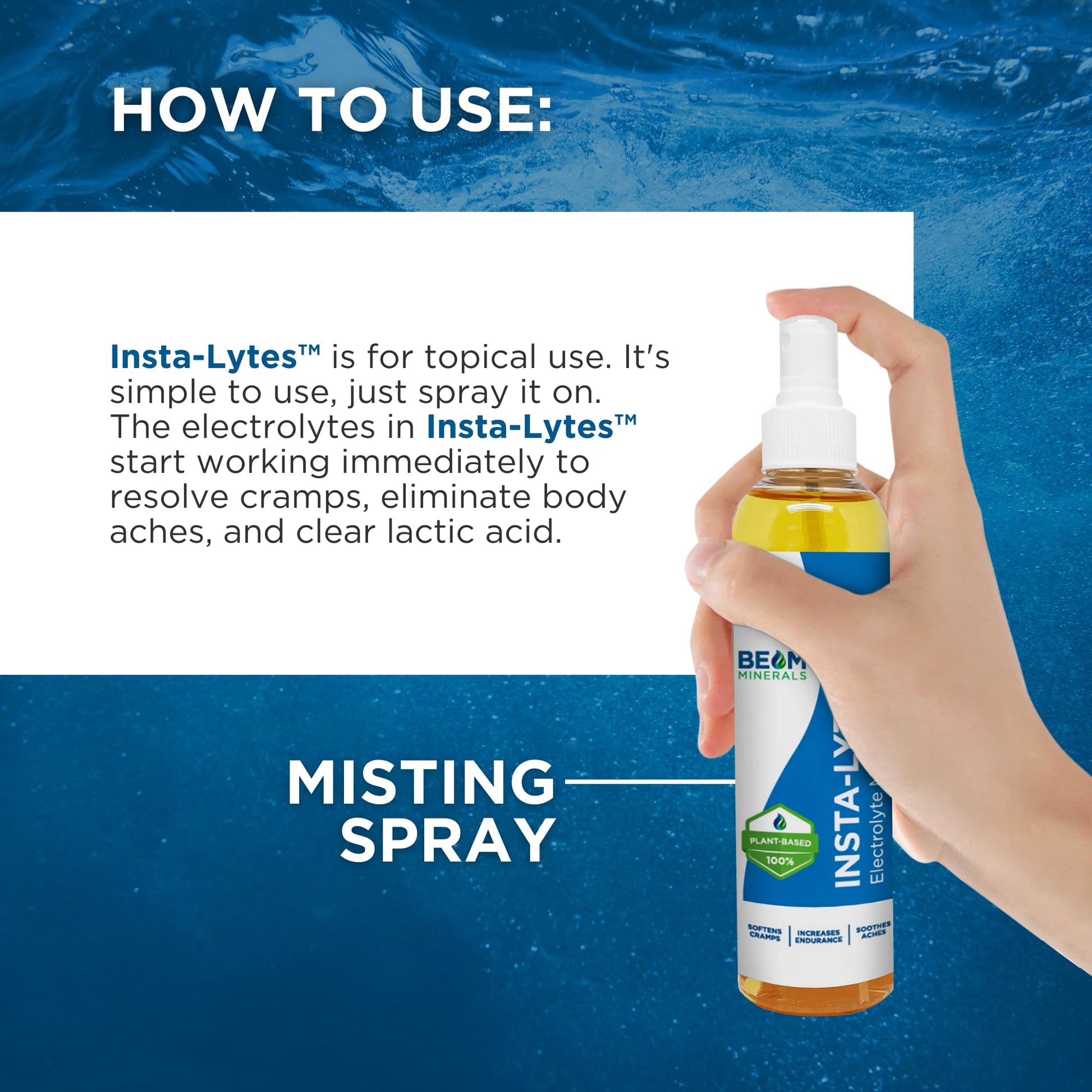 BEAM MINERALS Insta-Lytes | How to Stop Leg Cramps Immediately Electrolyte Misting Spray | Fulvic Acid Trace Minerals | Fast Micronutrients Supplements | 2 fl Oz - Maple Wellness Supplements