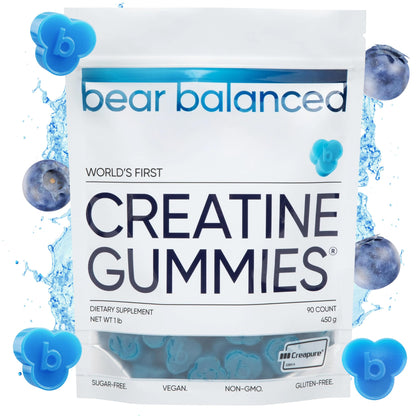 Bear Balanced Creatine Gummies for Men & Women - Creapure® Creatine Monohydrate, L-Theanine, L-Tyrosine & B12 for Muscle Growth, Strength, Focus, Energy & Health - Maple Wellness Supplements