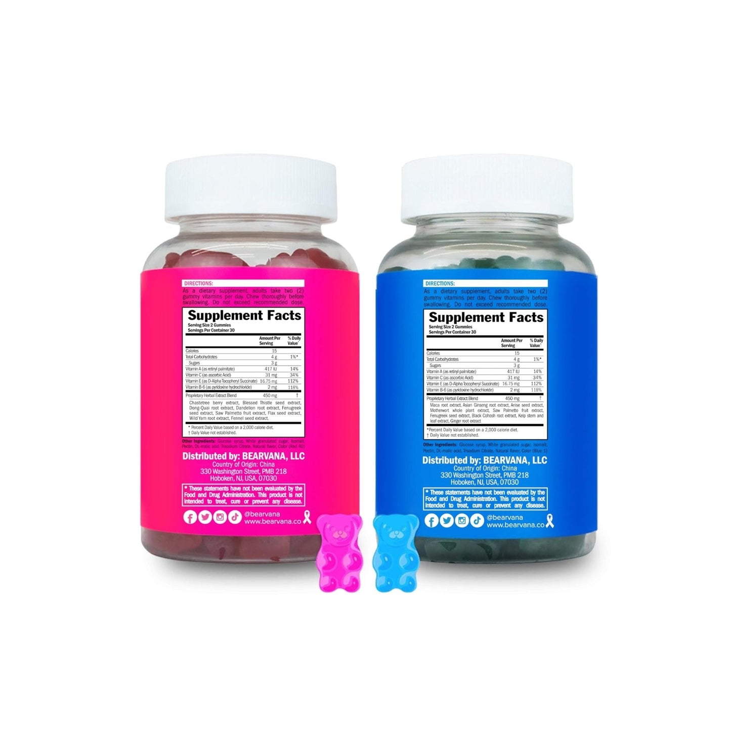 BEARVANA Top & Peach Support Combo Pack Multivitamin Gummies for Women | Includes Herbal Extracts & Essential Vitamins - Maple Wellness Supplements