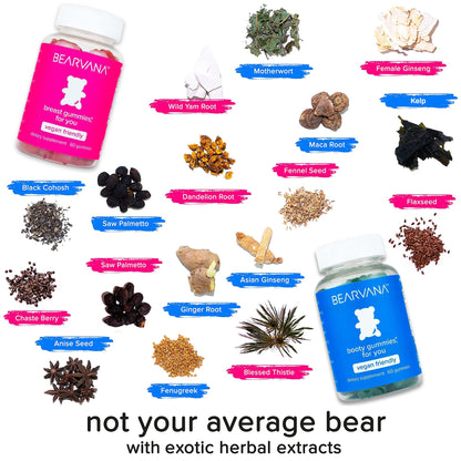 BEARVANA Top & Peach Support Combo Pack Multivitamin Gummies for Women | Includes Herbal Extracts & Essential Vitamins - Maple Wellness Supplements
