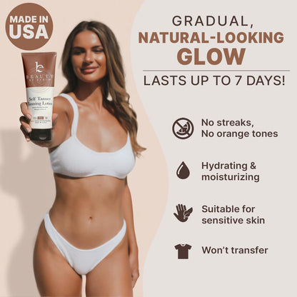 Beauty by Earth Self Tanner - USA Made with Natural & Organic Ingredients, Moisturizing Self Tanning Lotion - Maple Wellness Supplements