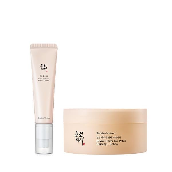 Beauty of Joseon Wrinkle Care Duo Set Revive Eye Serum (30ml / 1 fl oz) & Revive Ginseng Eye Patch (60 Sheets / 30 Pairs) Korean Skincare - Maple Wellness Supplements