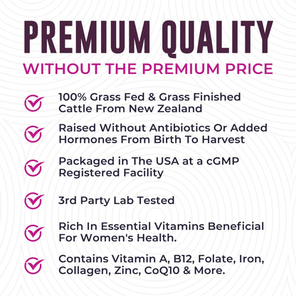 Beef Organ Supplement for Women - Beef Liver, Kidney, Heart and Uterus Tissue, Supports Women's Overall Energy and Health - Pasture Raised in New Zealand - Maple Wellness Supplements