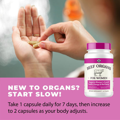 Beef Organ Supplement for Women - Beef Liver, Kidney, Heart and Uterus Tissue, Supports Women's Overall Energy and Health - Pasture Raised in New Zealand - Maple Wellness Supplements
