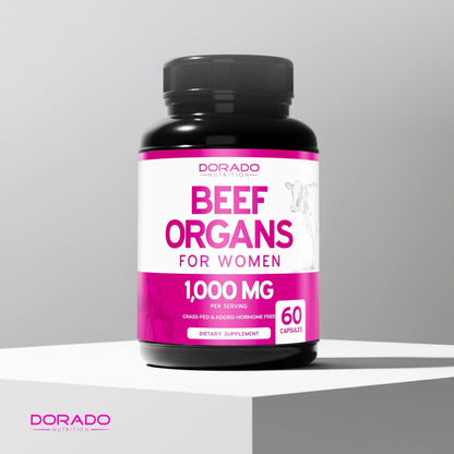 Beef Organ Supplement for Women - Grass Fed Beef Liver, Heart, Kidney & Uterus 1000mg - Maple Wellness Supplements