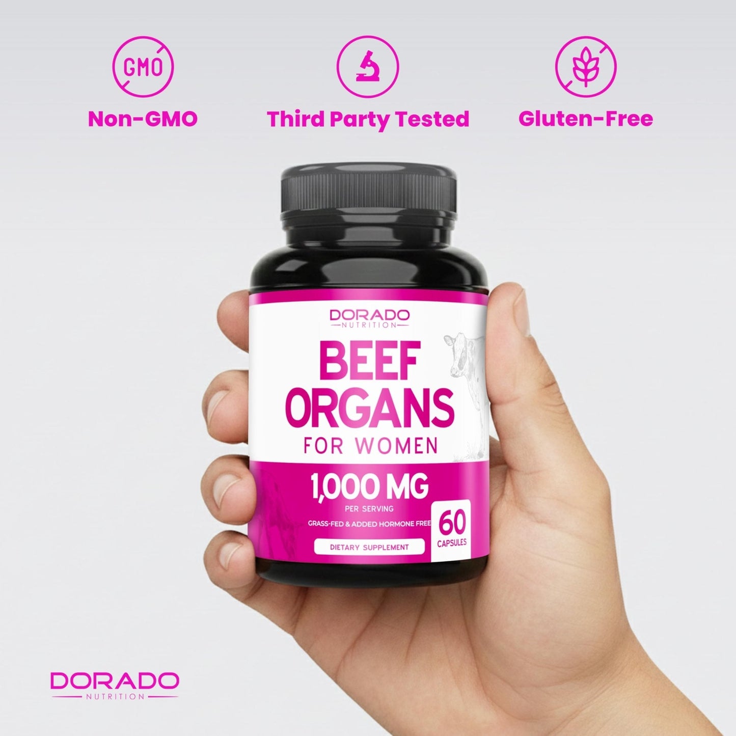Beef Organ Supplement for Women - Grass Fed Beef Liver, Heart, Kidney & Uterus 1000mg - Maple Wellness Supplements