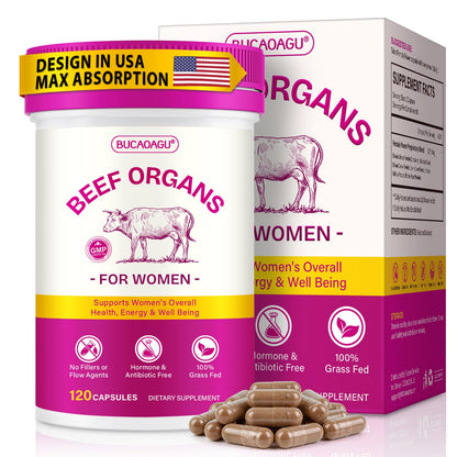 Beef Organ Supplement for Women - Grass-Fed Beef Liver, Kidney, Heart, Uterus, Ovary - Supports Female Energy & Hormone Balance - Pasture Raised in New Zealand - Maple Wellness Supplements