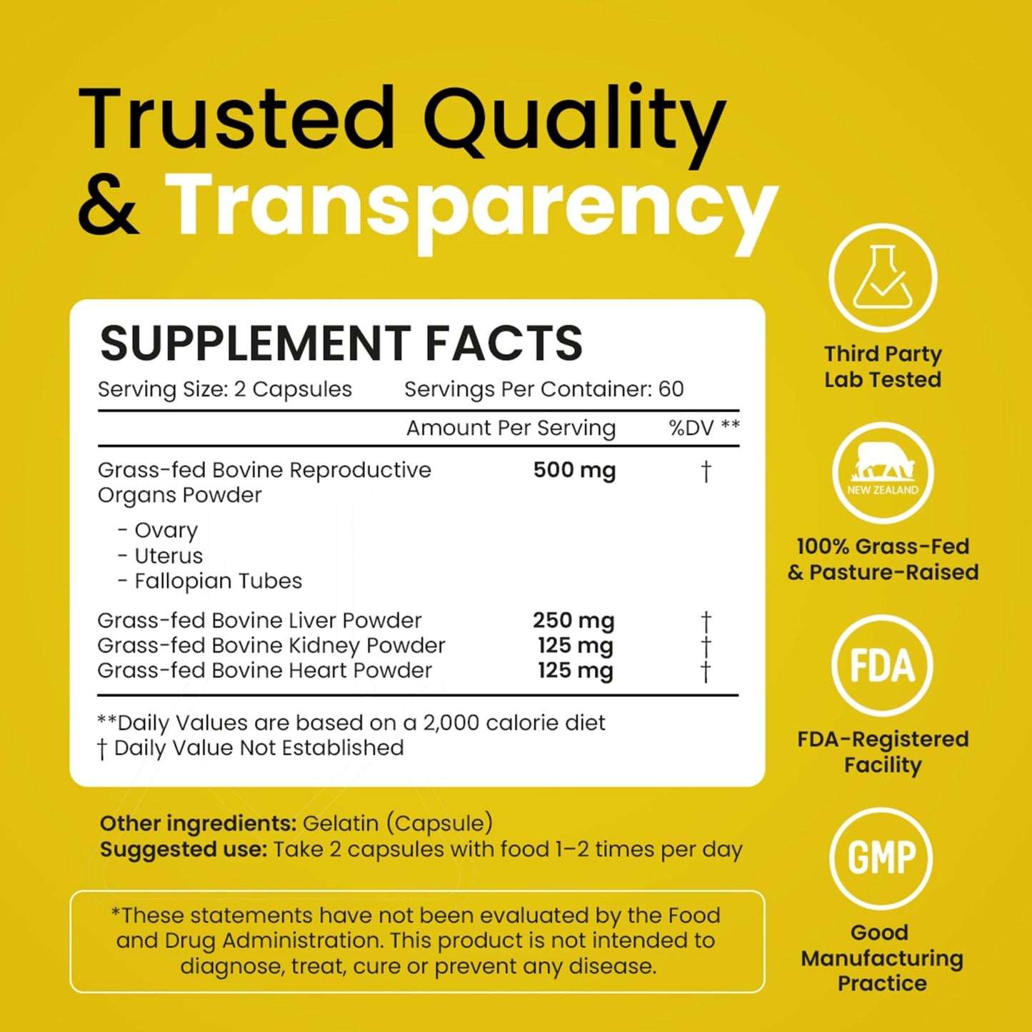 Beef Organ Supplement for Women – Grass Fed Liver, Uterus, Ovary, Heart, Kidney – 30+ Nutrients to Support Hormone Balance, Cycle Health, Energy, Immunity - Maple Wellness Supplements