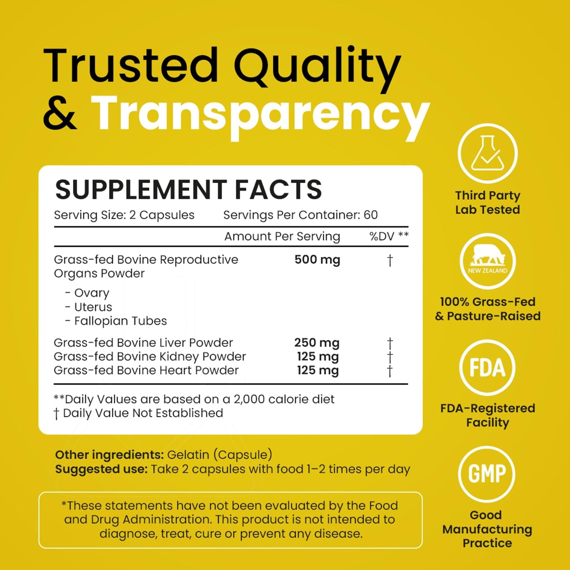 Beef Organ Supplement for Women – Grass Fed Liver, Uterus, Ovary, Heart, Kidney – 30+ Nutrients to Support Hormone Balance, Cycle Health, Energy, Immunity - Maple Wellness Supplements