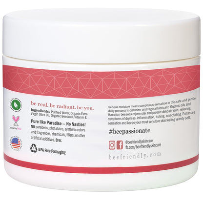 BeeFriendly Organic Vaginal Moisturizer, USDA Certified, Natural Vulva Cream For Dryness, Itching, Irritation, Redness, Chafing Of Vagina Due To Menopause & Thinning 2 oz - Maple Wellness Supplements