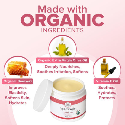 BeeFriendly Organic Vaginal Moisturizer, USDA Certified, Natural Vulva Cream For Dryness, Itching, Irritation, Redness, Chafing Of Vagina Due To Menopause & Thinning 2 oz - Maple Wellness Supplements
