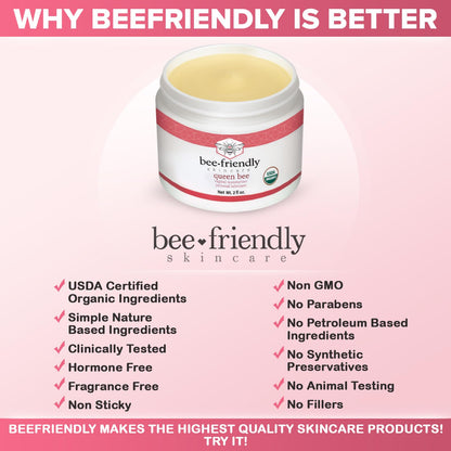 BeeFriendly Organic Vaginal Moisturizer, USDA Certified, Natural Vulva Cream For Dryness, Itching, Irritation, Redness, Chafing Of Vagina Due To Menopause & Thinning 2 oz - Maple Wellness Supplements