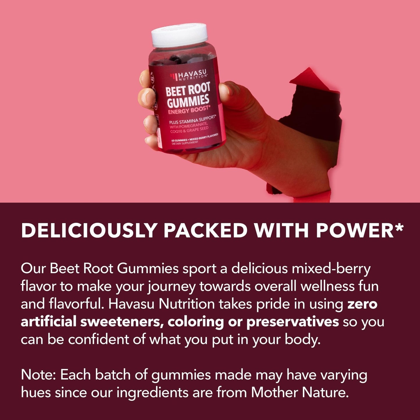 Beet Root Gummies with COQ10 & Pomegranate - Nitric Oxide Supplement for Men and Women - Beetroot for Endurance, Performance, Recovery - Vegan, Non-GMO, Gluten Free - Maple Wellness Supplements
