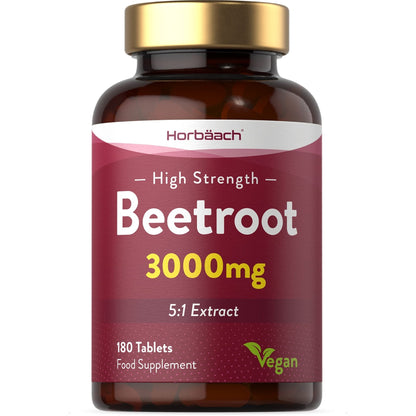 Beetroot Tablets 3000mg | 180 Count | High Strength 5:1 Extract Supplement | Nitric Oxide - Maple Wellness Supplements