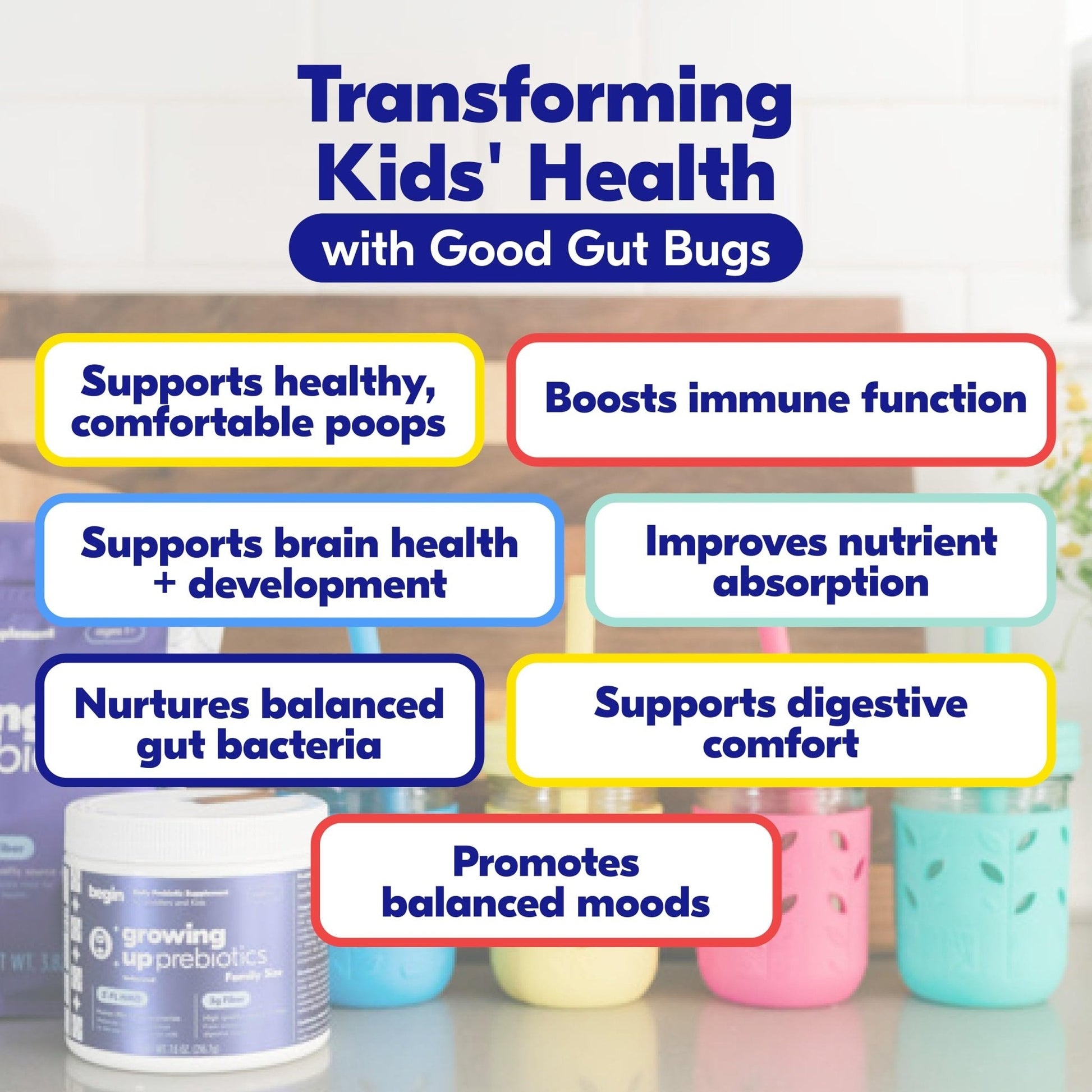 Begin Health Growing Up Prebiotics for Kids 28-Packs | Prebiotic Soluble Powder Stool Softeners and Digestive Gut Health Supplement | Ideal to Mix with Kids Daily - Maple Wellness Supplements