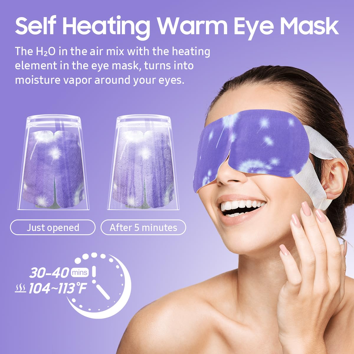 BeHoomi Steam Eye Mask, 10 Packs Heated Eye Mask, Self Heating Disposable SPA Warm Compress for Eyes Sleep Mask, Travel Essentials - Maple Wellness Supplements