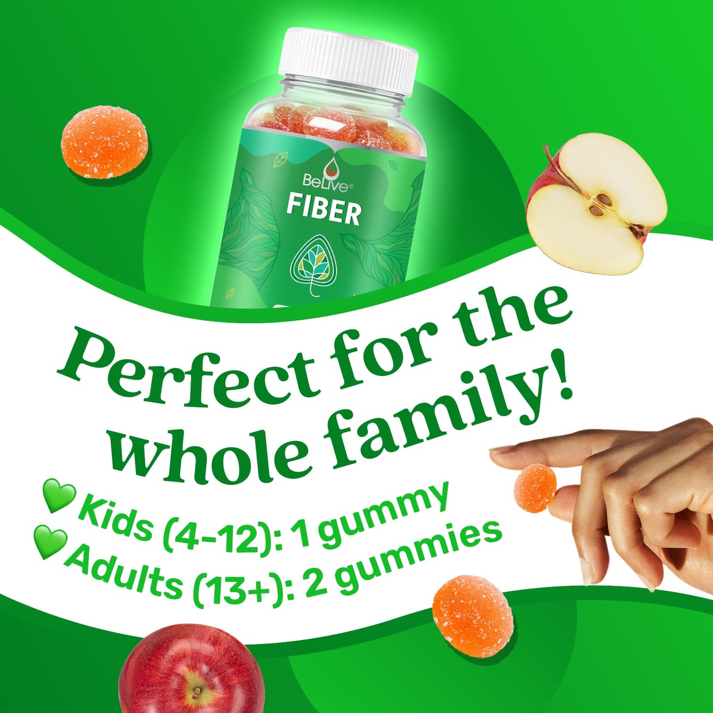BeLive Fiber Gummies - Sugar Free Prebiotic Digestive Health and Regularity Supplement - Chicory Root & Inulin - Maple Wellness Supplements
