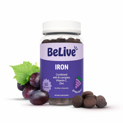 BeLive Iron Gummies - Multivitamin Supplement with Vitamin C, A, B & Zinc, Supports Blood Oxygen, Vegan Iron Supplements for Women, Men & Kids - Maple Wellness Supplements