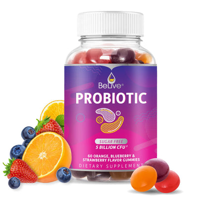 BeLive Probiotic Gummies - Probiotics with 5 Billion CFUs for Digestive Health, Men, Women & Kids - for Immune Support, Sugar Free & Vega - Maple Wellness Supplements