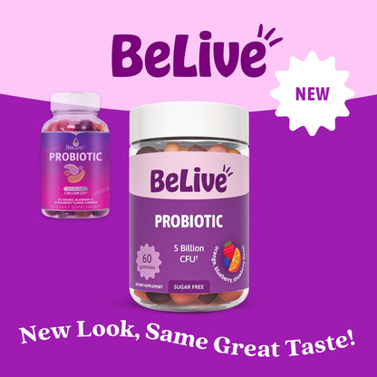 BeLive Probiotic Gummies - Probiotics with 5 Billion CFUs for Digestive Health, Men, Women & Kids - for Immune Support, Sugar Free & Vega - Maple Wellness Supplements