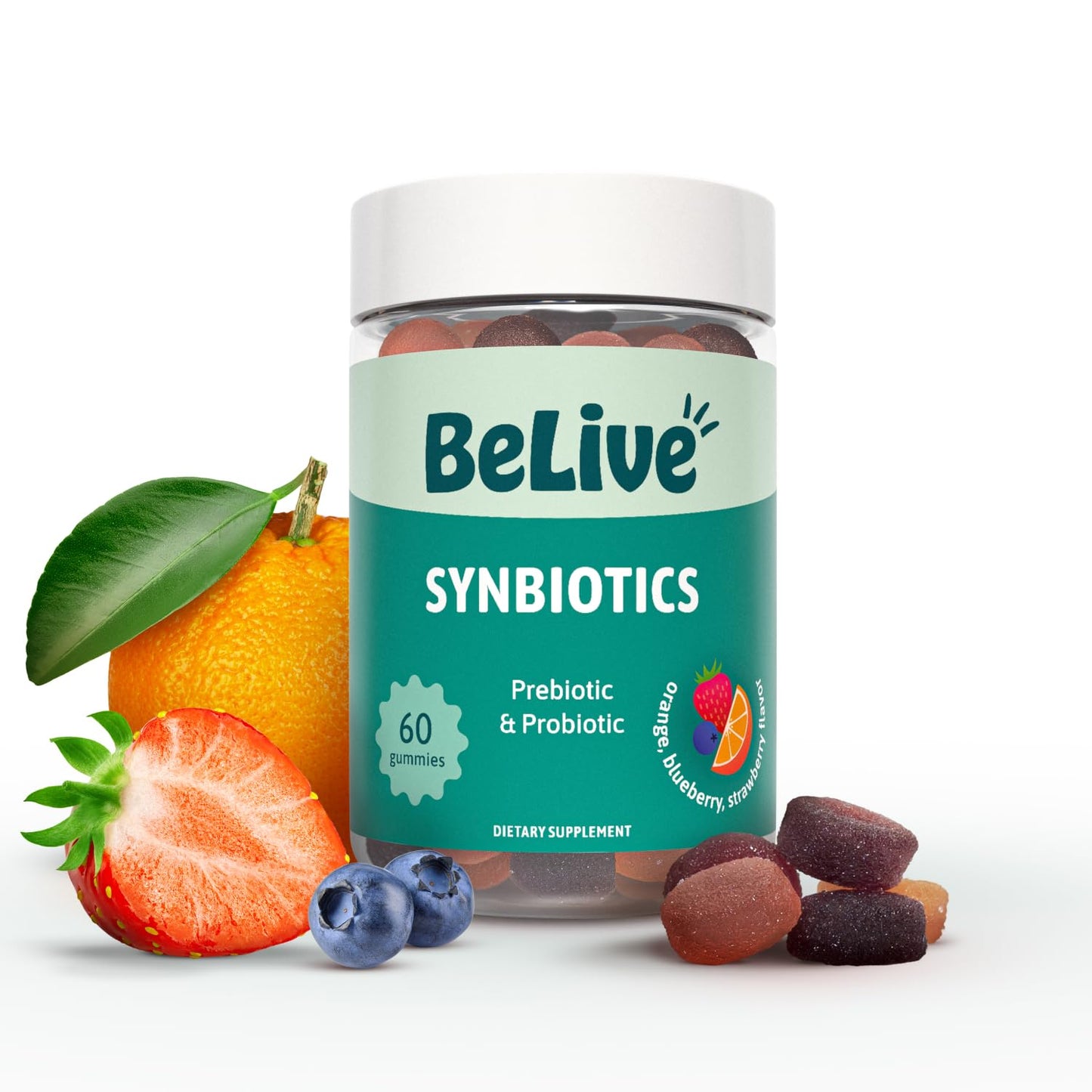 BeLive Synbiotics - Probiotic & Prebiotic Fiber Gummies – High Strength Inulin (3g), Dietary Fiber Supplement, Digestive Support for Kids & Adults - Maple Wellness Supplements
