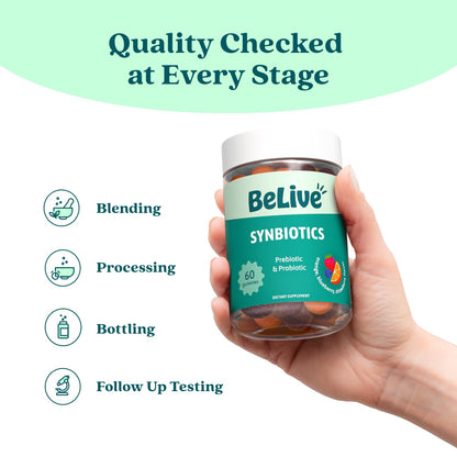 BeLive Synbiotics - Probiotic & Prebiotic Fiber Gummies – High Strength Inulin (3g), Dietary Fiber Supplement, Digestive Support for Kids & Adults - Maple Wellness Supplements