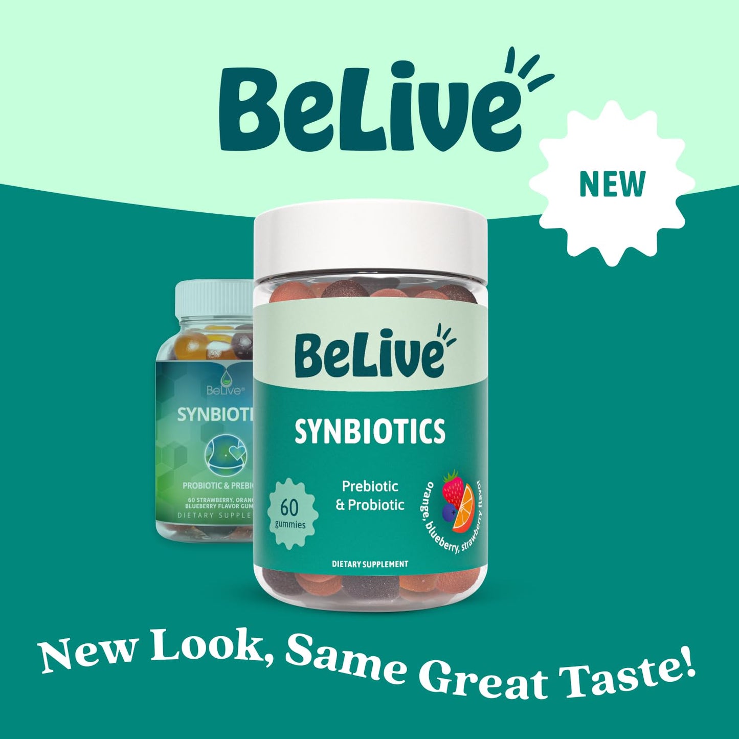 BeLive Synbiotics - Probiotic & Prebiotic Fiber Gummies – High Strength Inulin (3g), Dietary Fiber Supplement, Digestive Support for Kids & Adults - Strawberry, Orange, - Maple Wellness Supplements