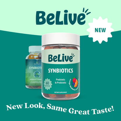 BeLive Synbiotics - Probiotic & Prebiotic Fiber Gummies – High Strength Inulin (3g), Dietary Fiber Supplement, Digestive Support for Kids & Adults - Strawberry, Orange, - Maple Wellness Supplements