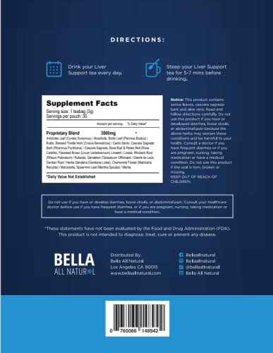 Bella All Natural Liver Detox Drink - Liver Cleanse Detox & Repair Tea with Blessed Thistle - Maple Wellness Supplements