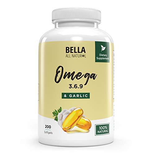 Bella All Natural Omega 3 6 9 with Garlic Oil - 200 Softgels - Maple Wellness Supplements