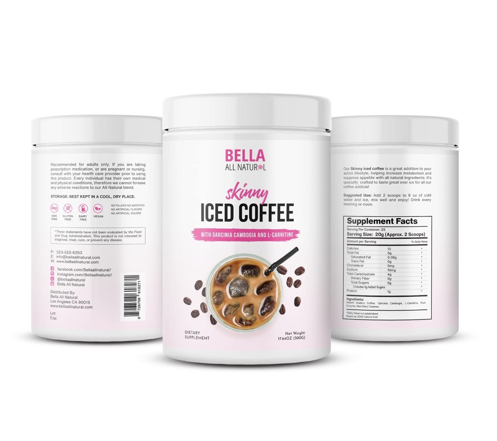 Bella All Natural Skinny Iced Coffee - Good Taste - 500 Grams - Maple Wellness Supplements