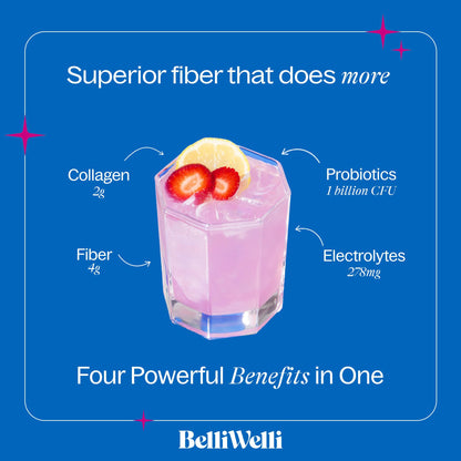 BelliWelli Fiber Supplement for Women & Men Premium Daily Fiber Powder from Organic Acacia with Added Collagen Electrolytes & Probiotics No Bloat Constipation - Maple Wellness Supplements
