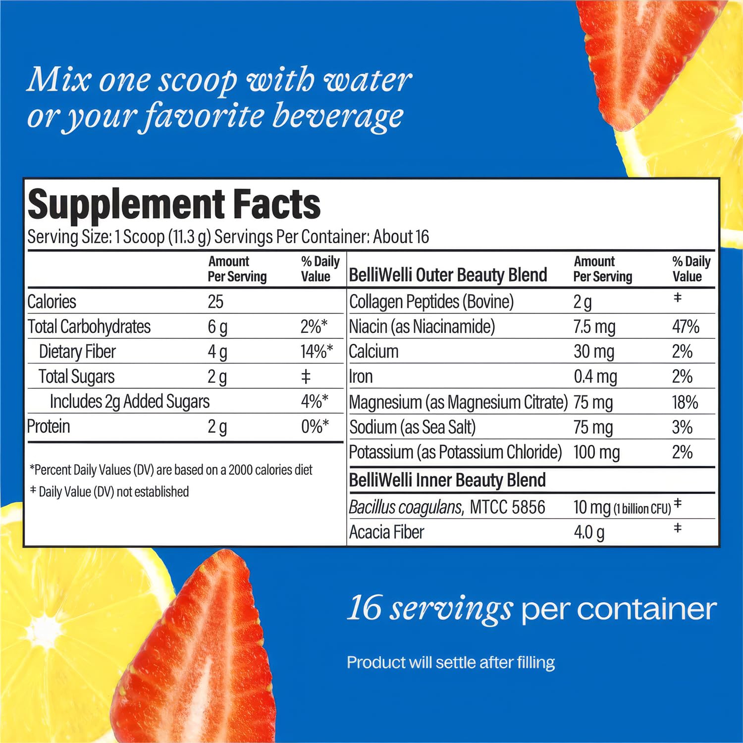 BelliWelli Fiber Supplement for Women & Men Premium Daily Fiber Powder from Organic Acacia with Added Collagen Electrolytes & Probiotics No Bloat Constipation - Maple Wellness Supplements