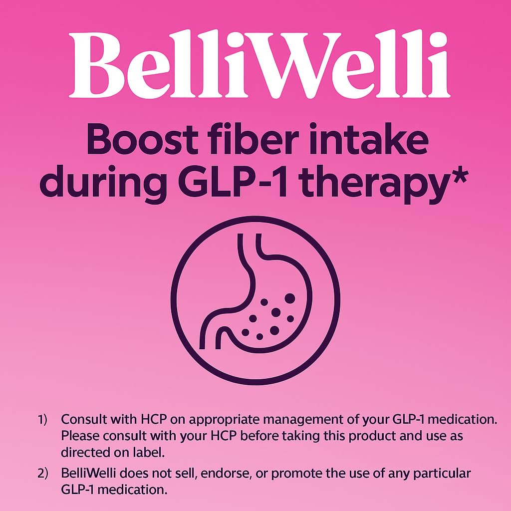 BelliWelli Fiber Supplement for Women & Men Premium Daily Fiber Powder from Organic Acacia with Added Collagen Electrolytes & Probiotics No Bloat Constipation - Maple Wellness Supplements